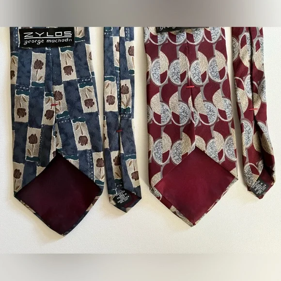 Elegant Men's Silk Tie Set - Burgundy and Blue by ZYLOS* George Machado